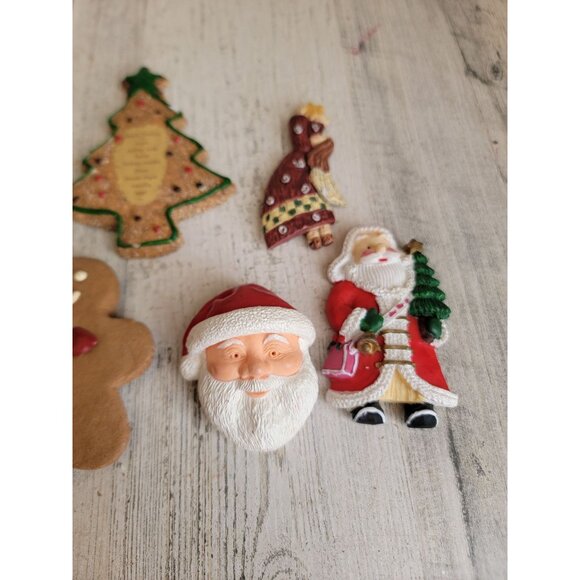 Vintage gingerbread cookie Tree Santa Claus magnet set Xmas decor - Picture 4 of 6